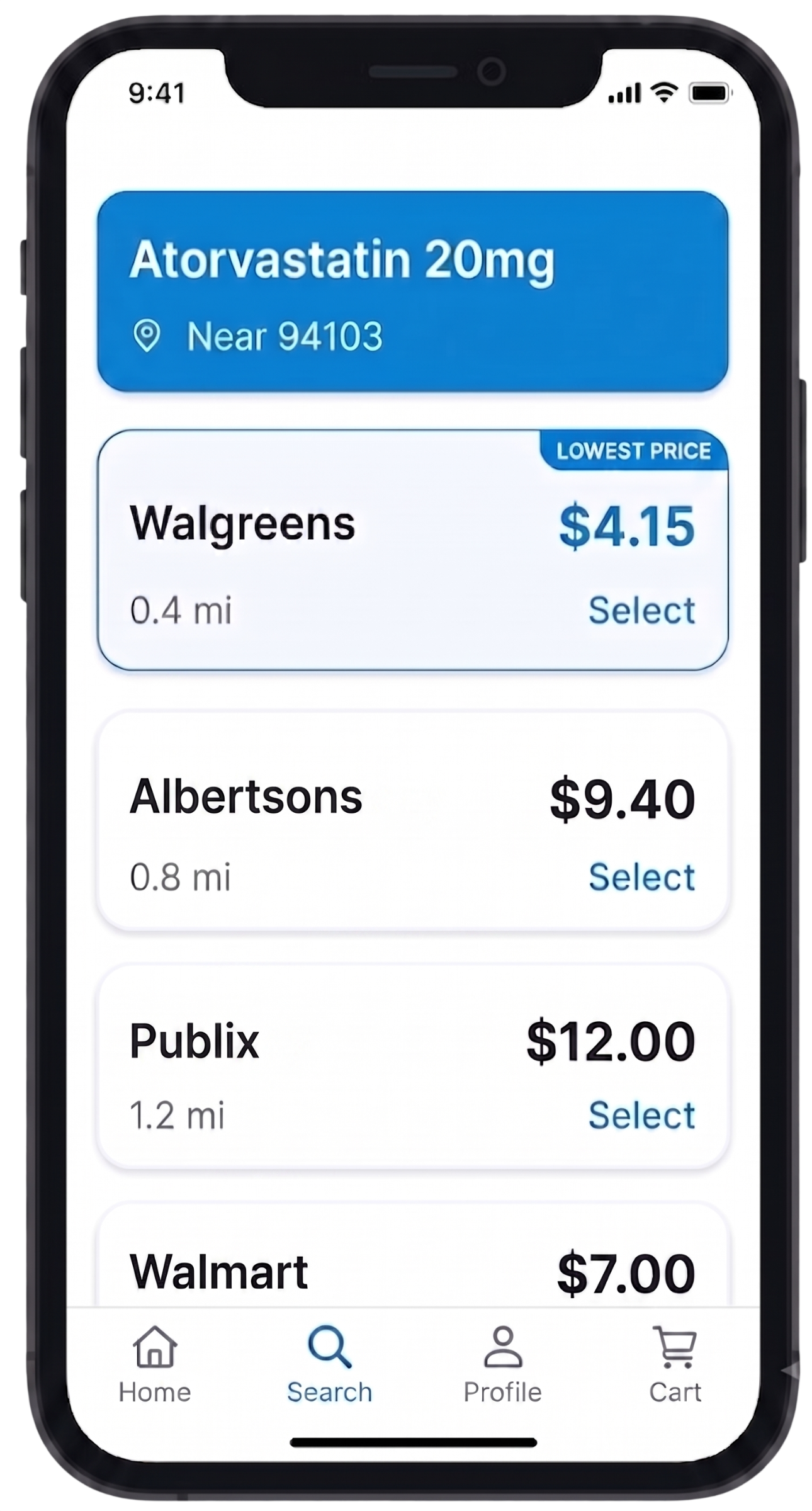 Rx card app screen preview